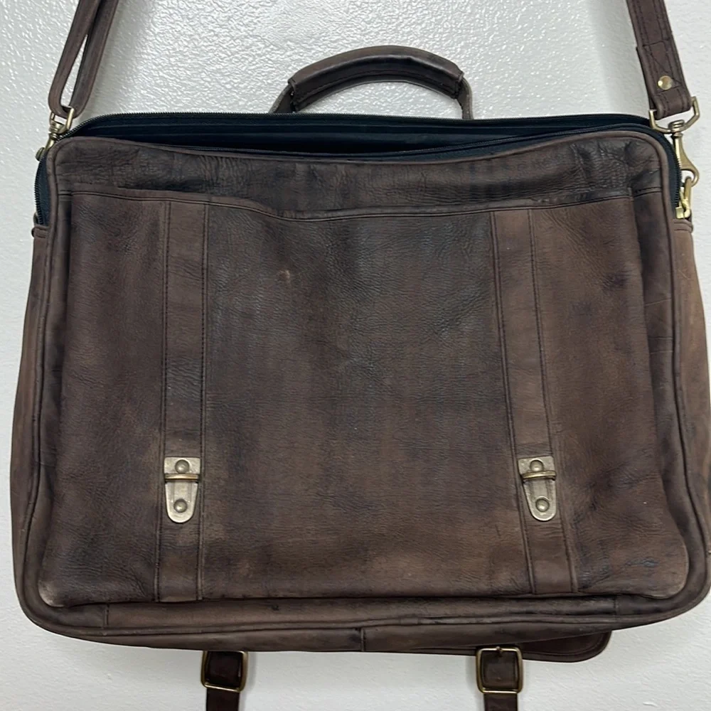 Frye Dark Brown Leather Briefcase Laptop Messenger Bag MARKS